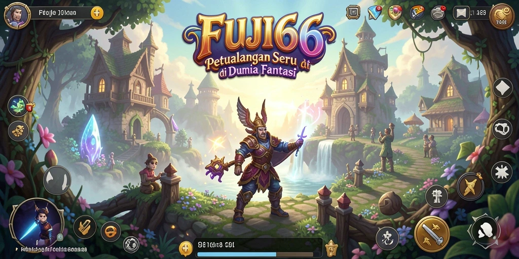 Tampilan gameplay menarik dari FUJI66 dengan karakter petualang.