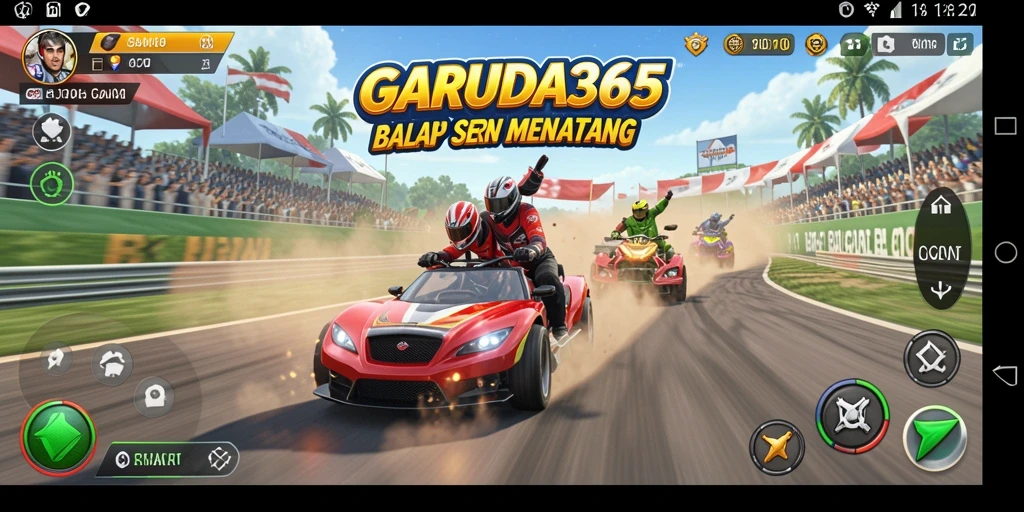 Tampilan gameplay balap yang menegangkan di GARUDA365.