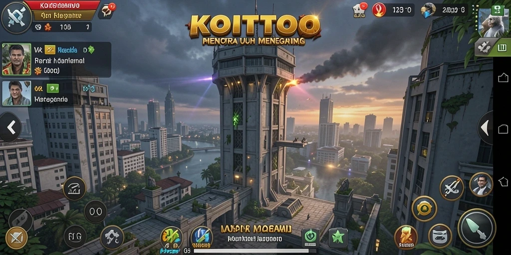 Gameplay KOITOTO yang menegangkan dengan menara strategis.