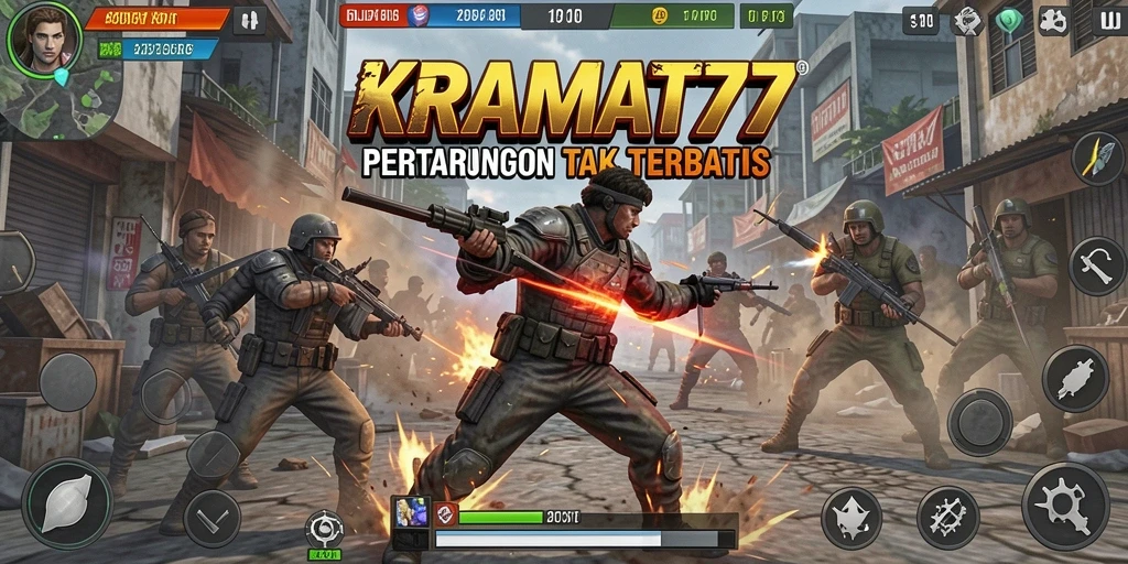 Tangkapan layar menampilkan aksi seru dalam permainan Fighting KRAMAT77.