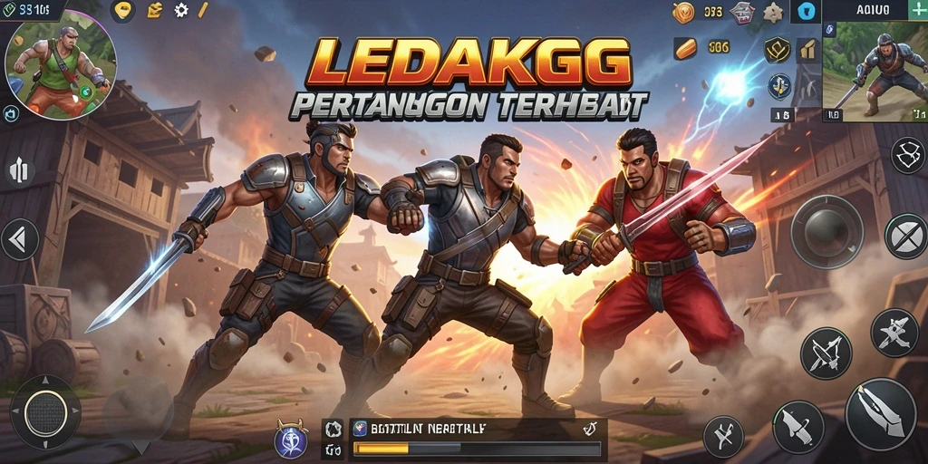 Tampilan aksi mendebarkan dalam gameplay Battle Royale LEDAKGG.