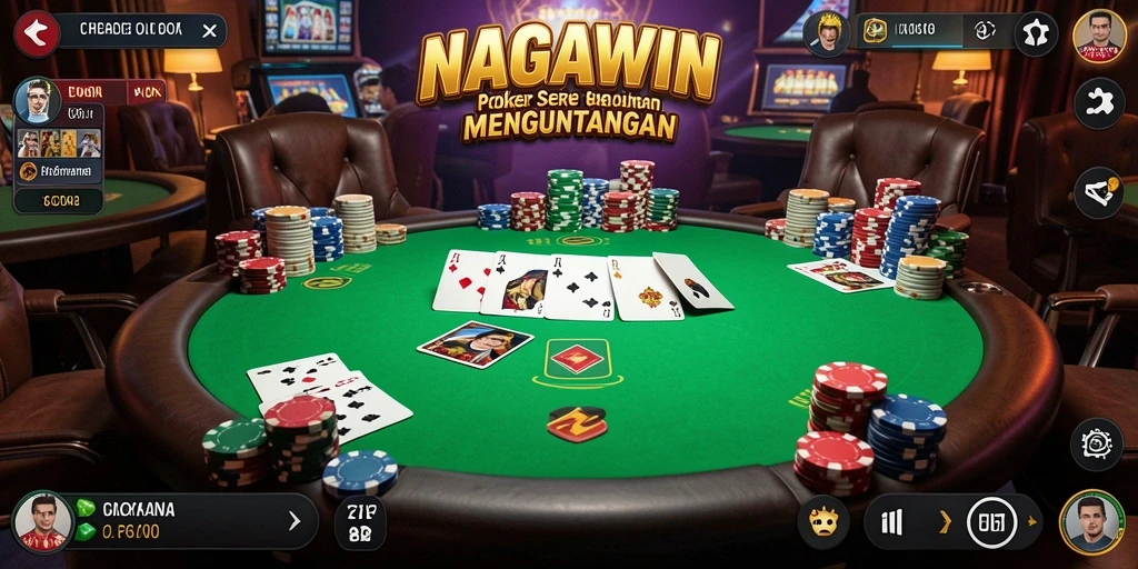 Screenshot gameplay NAGAWIN menunjukkan aksi poker seru dan menegangkan.