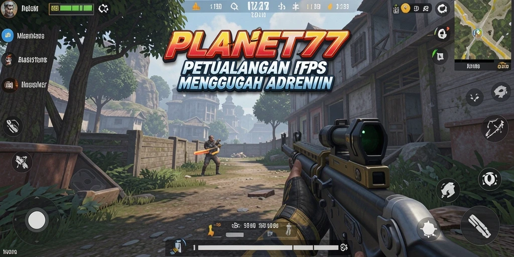 Tampilan gameplay seru dalam PLANET77 dengan aksi tembak-menembak yang intens.