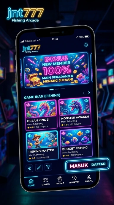 Tampilan utama aplikasi jnt777 dengan navigasi yang sederhana.